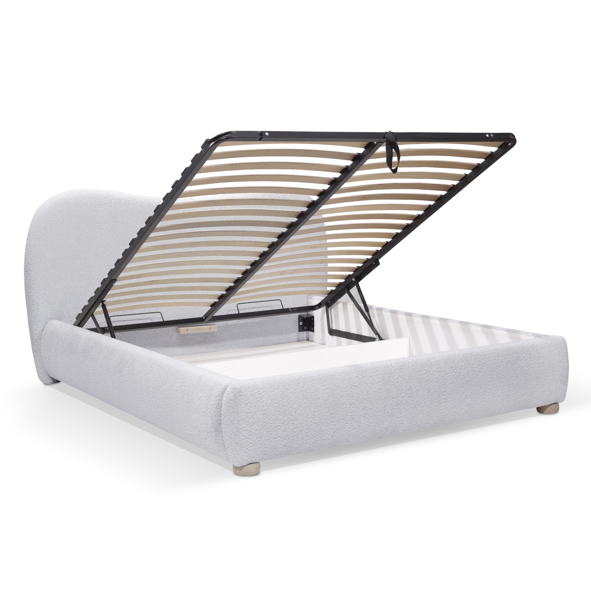 Lova softy 140x200 pilka spalva boucle – patogi dizainas, pritaikytas jūsų poilsiui ir stiliui | namuideja.lt | lovos, miegam