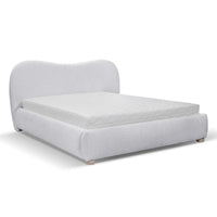 Lova SOFTY, pilka spalva, boucle – minimalistinė lova, kuri sujungia MODERNų stilių ir komfortą | namuideja.lt | lovos, miega