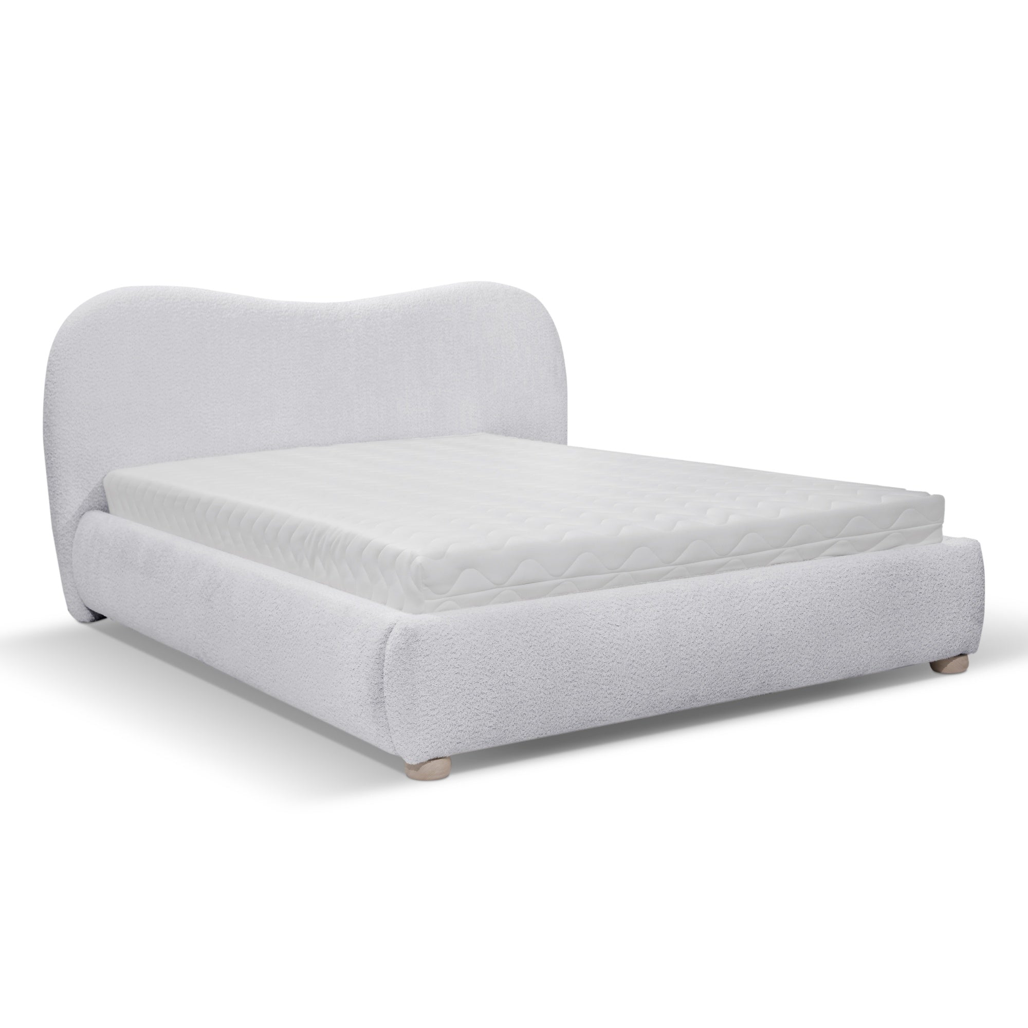 Lova SOFTY, pilka spalva, boucle – minimalistinė lova, kuri sujungia MODERNų stilių ir komfortą | namuideja.lt | lovos, miega