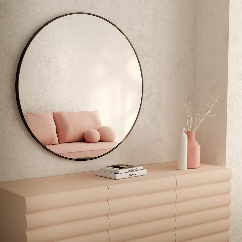 Round mirror METIER, black, 60 cm