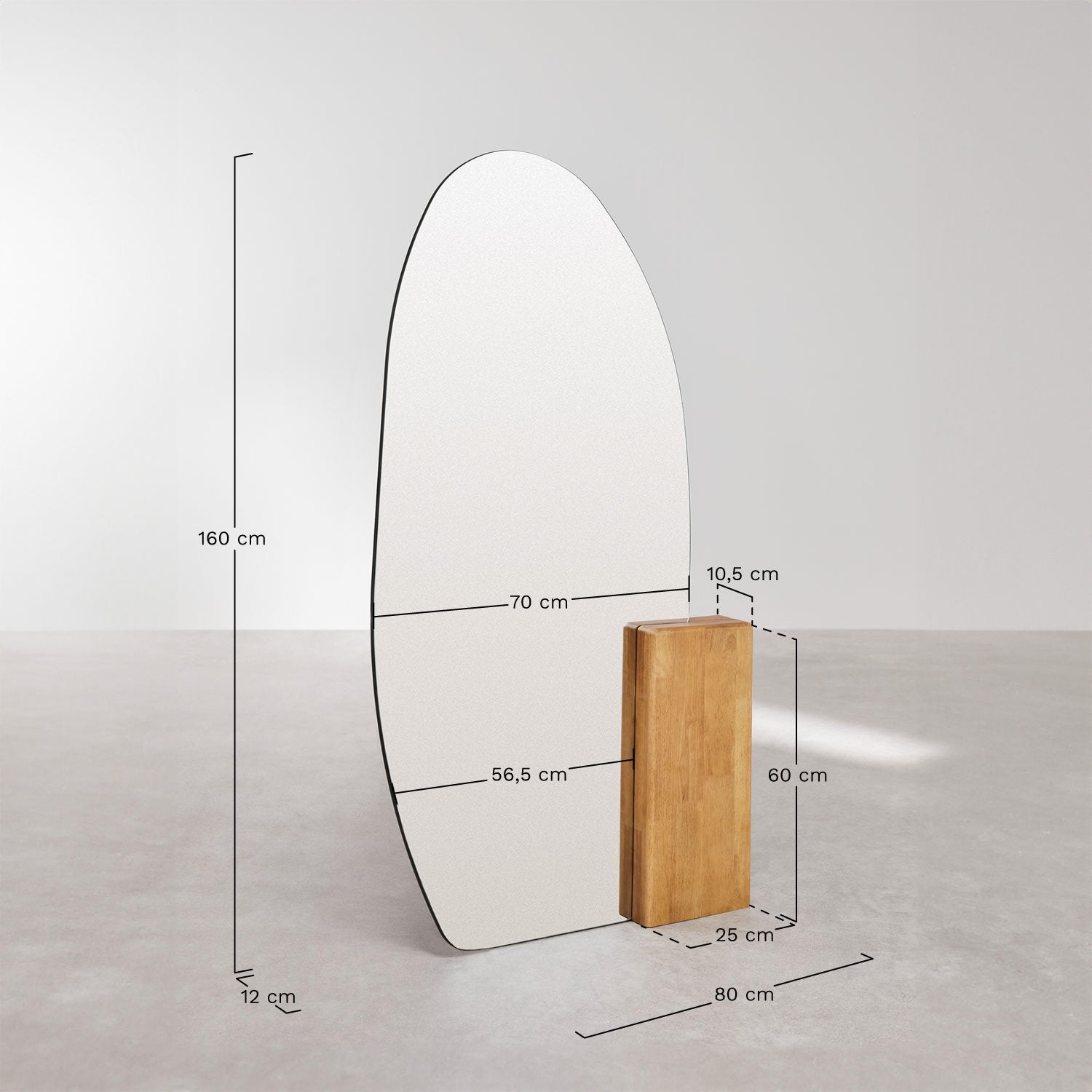 Stovimas veidrodis ARLET, ąžuolo mediena