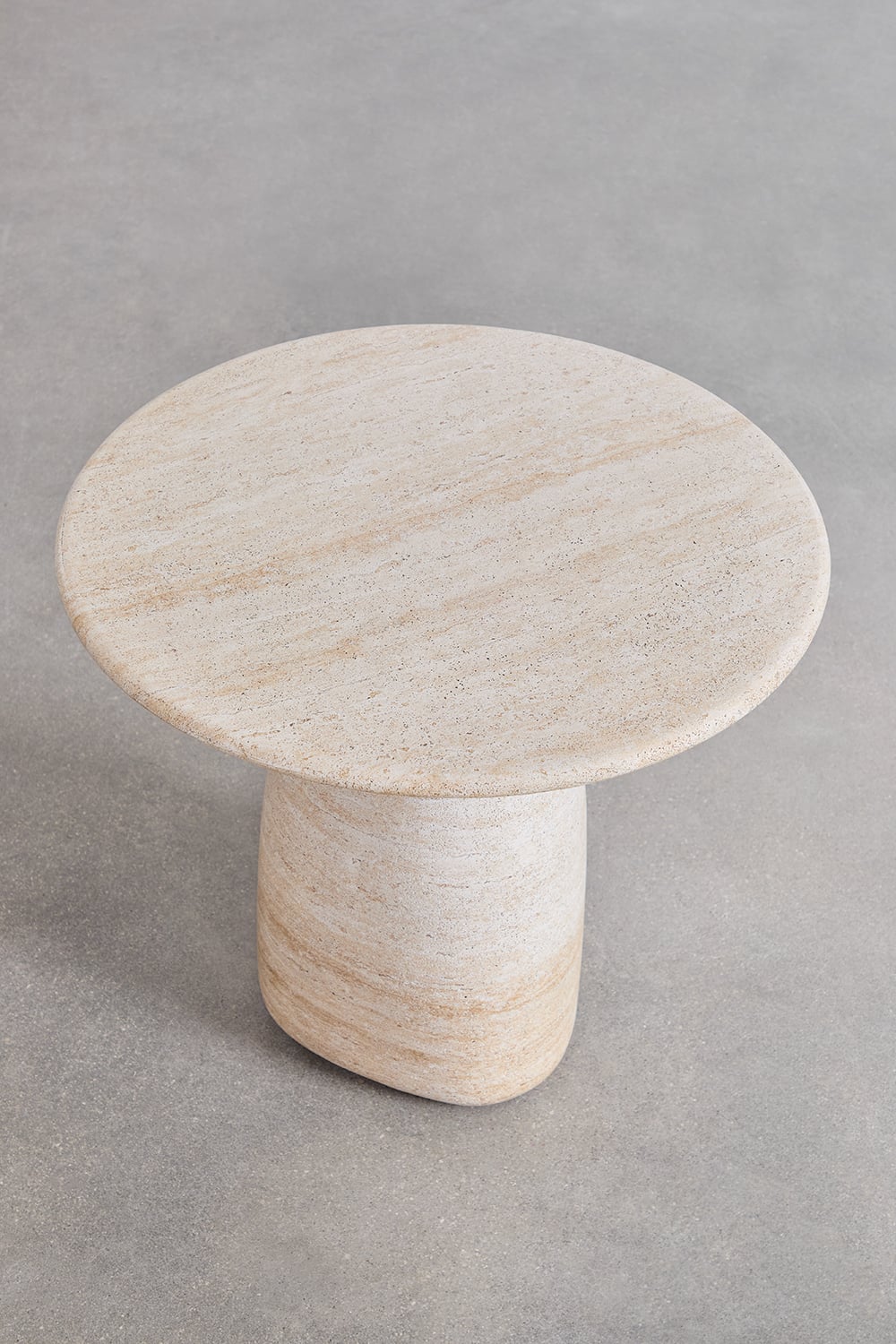 Side table GREVIK, travertine Ø45 cm
