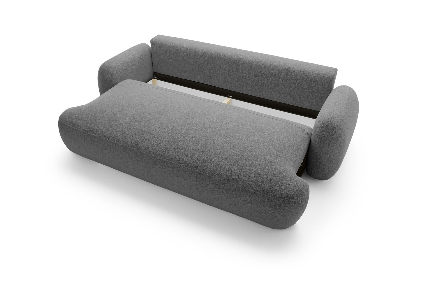 Sofa MEIDA su miego funkcija, bouclé pilka