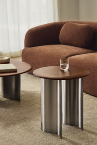 Pagalbinis staliukas VERAURA apvalus pagalbinis staliukas o40 cm iš mango medienos ir nerūdijančio plieno