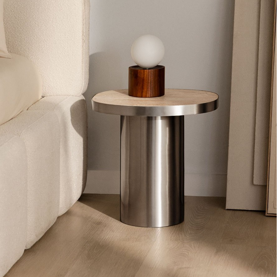 Naktinis staliukas CALEARA 45x40 cm, travertinas