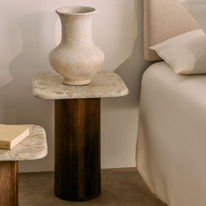 Naktinis staliukas KELAUNO 40x40 cm, akmuo