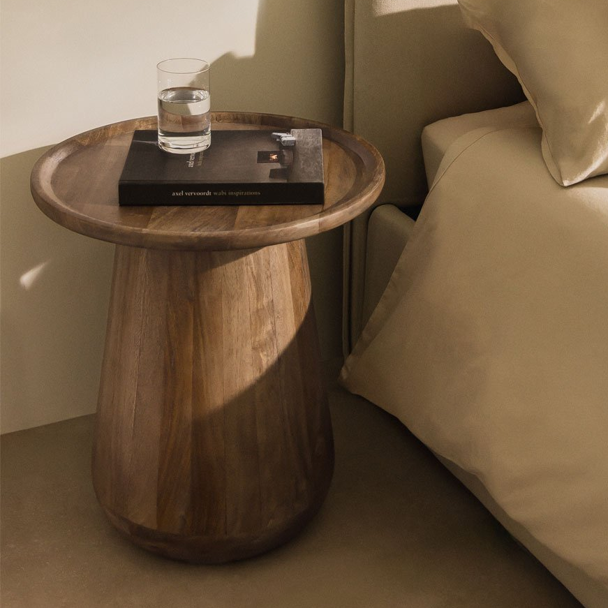 Naktinis staliukas MARAARO Ø50 cm, mango mediena