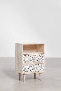 Naktinė spintelė FENEORA 35x30 cm vaizdas iš priekio su stalčiais