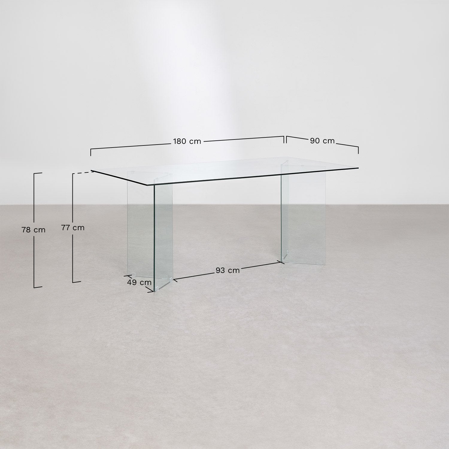 Valgomojo stalas iš stiklo PURIO, 180x90 cm