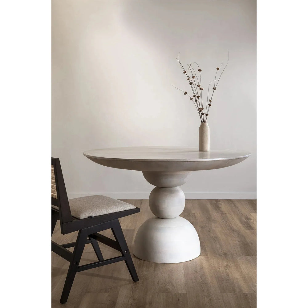 BETSABEL apvalus valgomasis stalas iš mango medienos (Ø120 cm) balta spalva