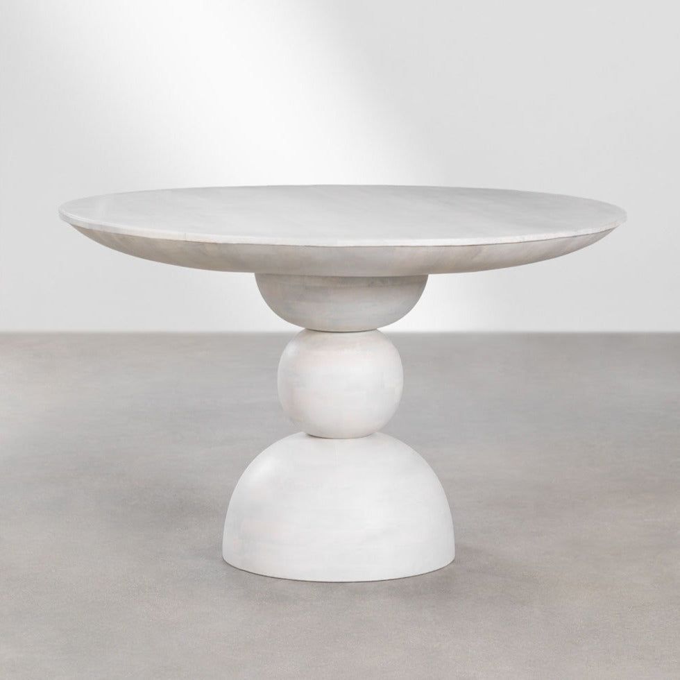 BETSABEL apvalus valgomasis stalas iš mango medienos (Ø120 cm) balta spalva