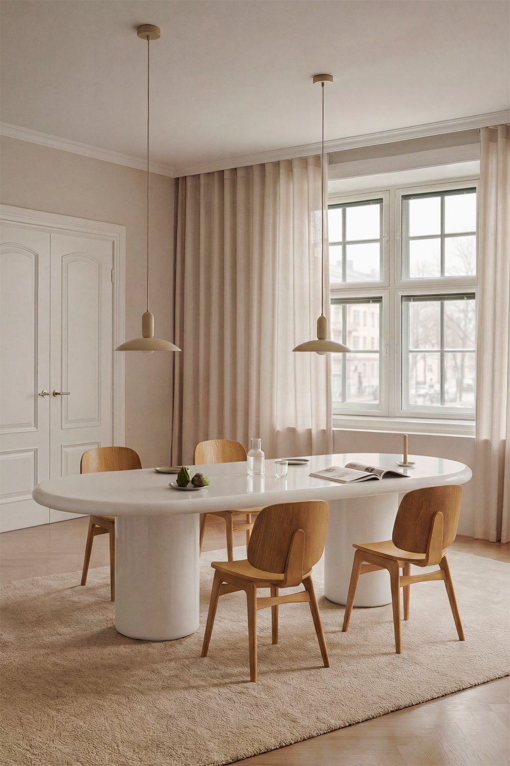 Valgomojo stalas SARUARO ovalus cementinis stalas 260x110 cm