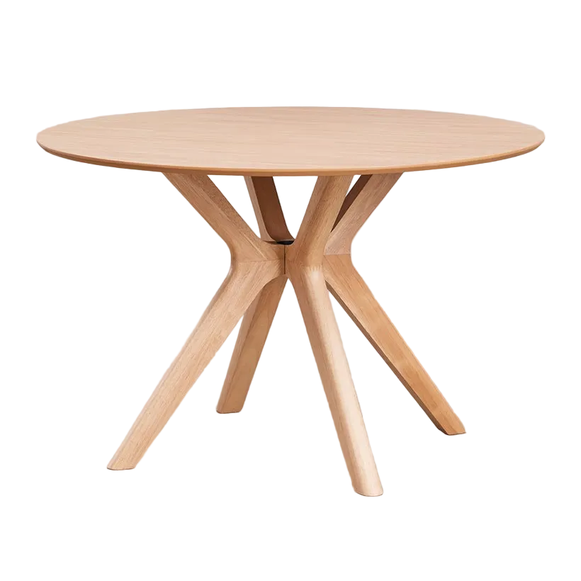 Apvalus valgomojo stalas PALOARA Ø120 cm, MDF ir rubberwood lukštas