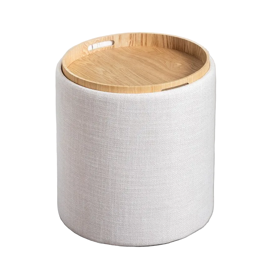 LUNUERO Round Side Table with Tray and Storage Ø40 cm