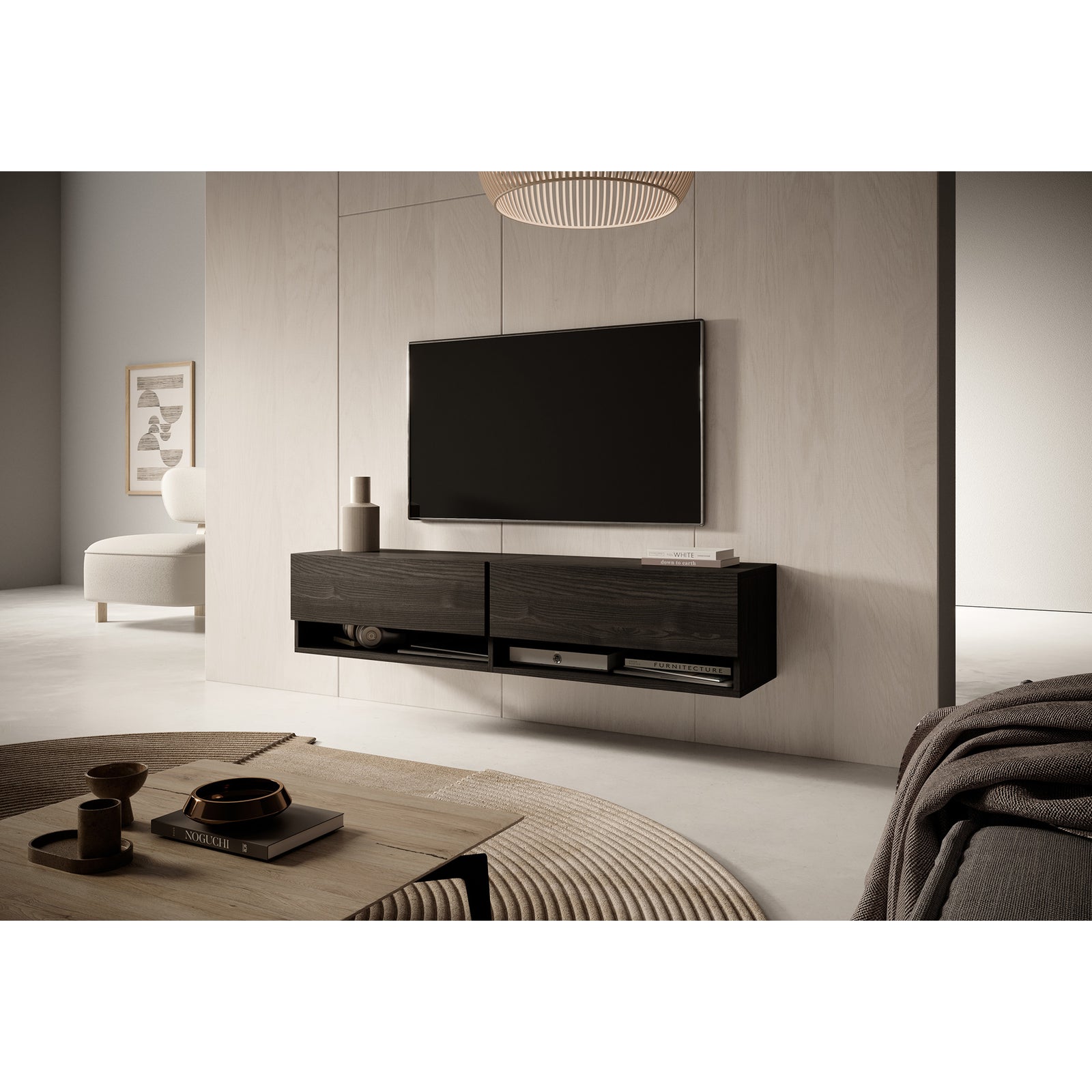 TV staliukas MIRRGO, juodo uosio, 140 cm