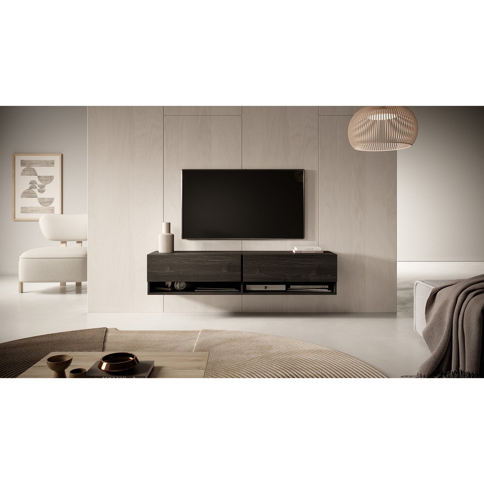 TV staliukas MIRRGO, juodo uosio, 140 cm