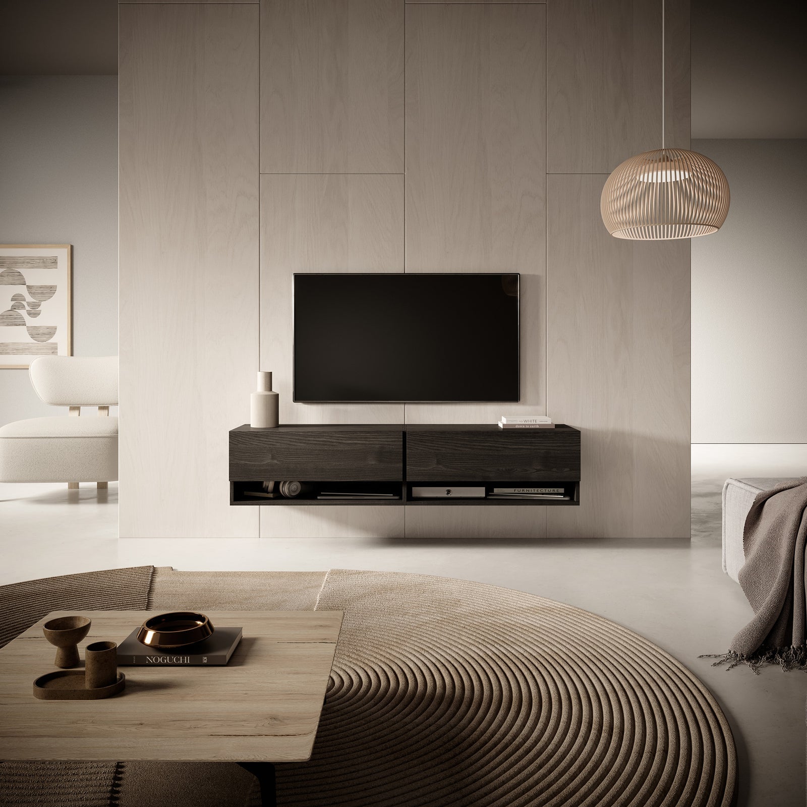 TV staliukas MIRRGO, juodo uosio, 140 cm