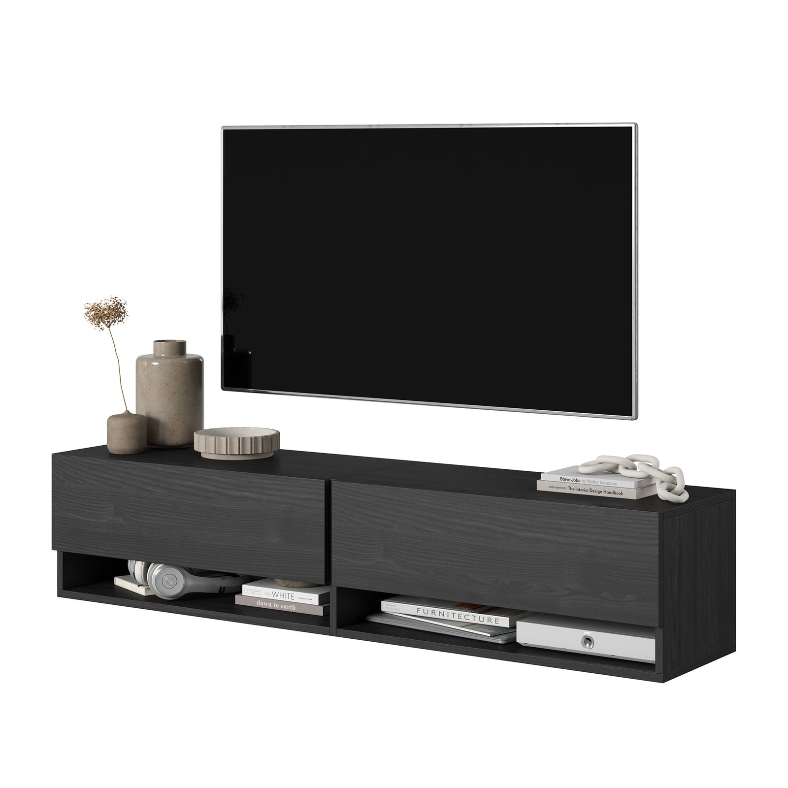 TV staliukas MIRRGO, juodo uosio, 140 cm