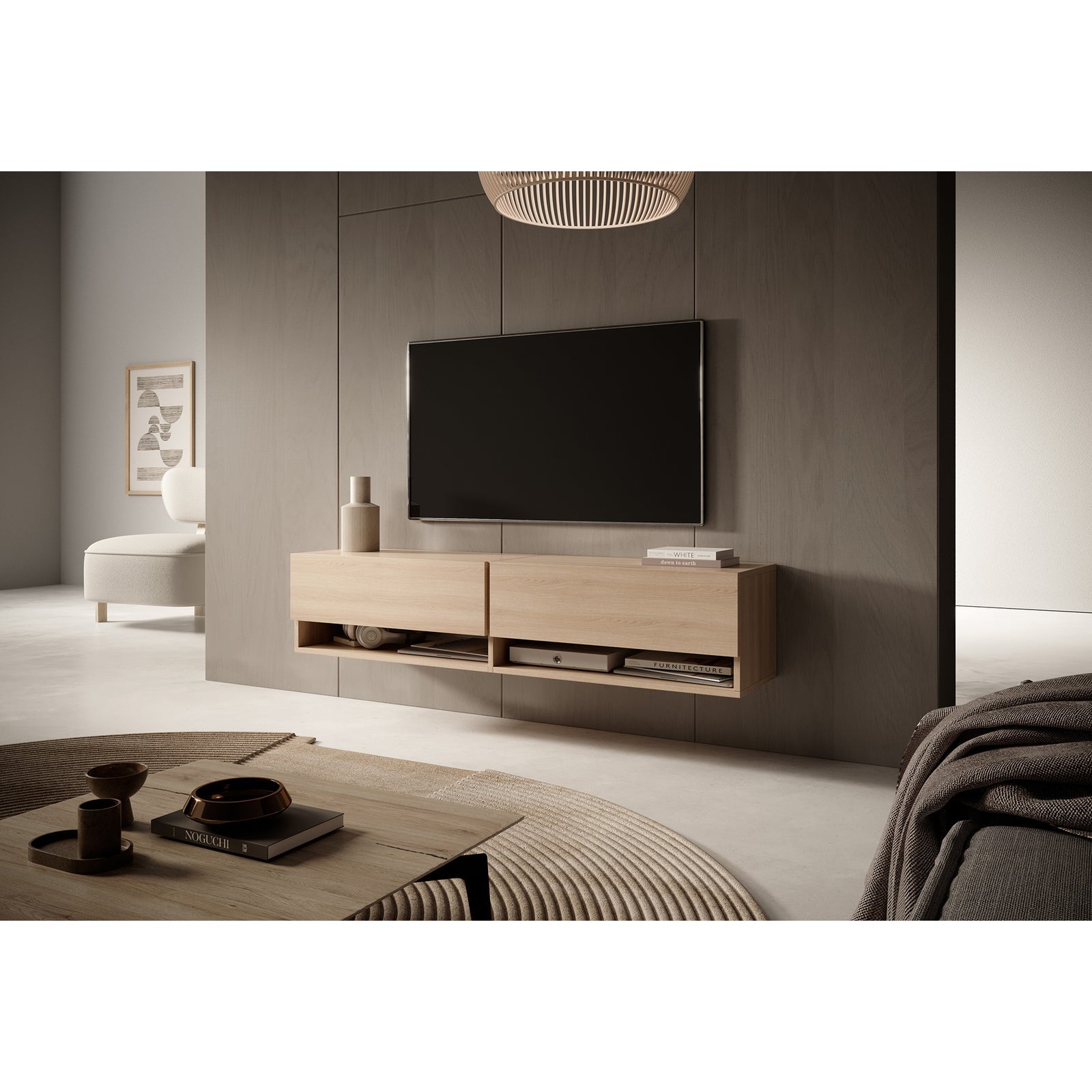 TV staliukas MIRRGO, ąžuolo, 140 cm
