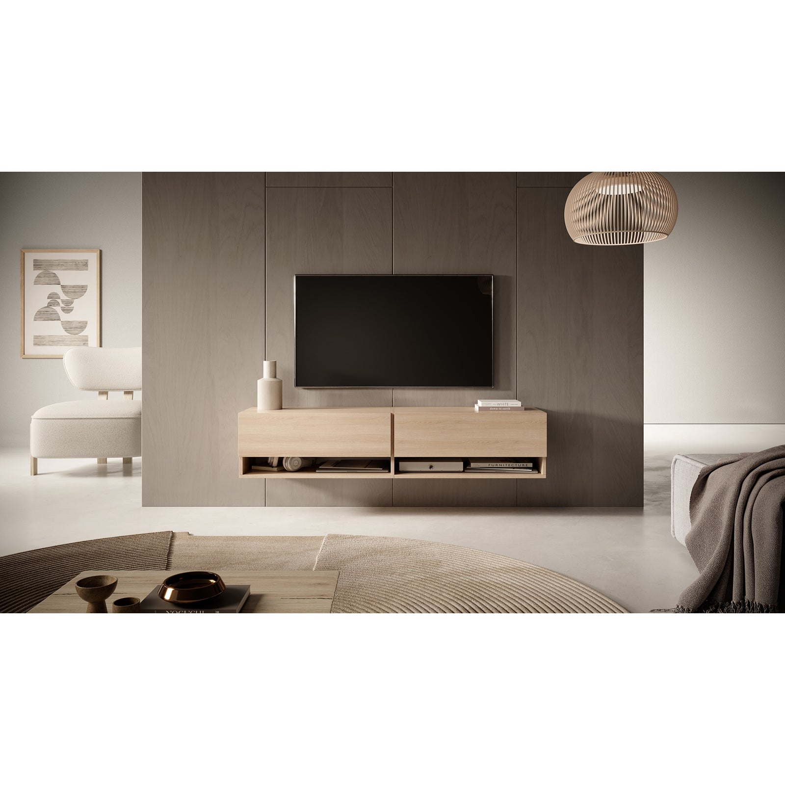 TV staliukas MIRRGO, ąžuolo, 140 cm
