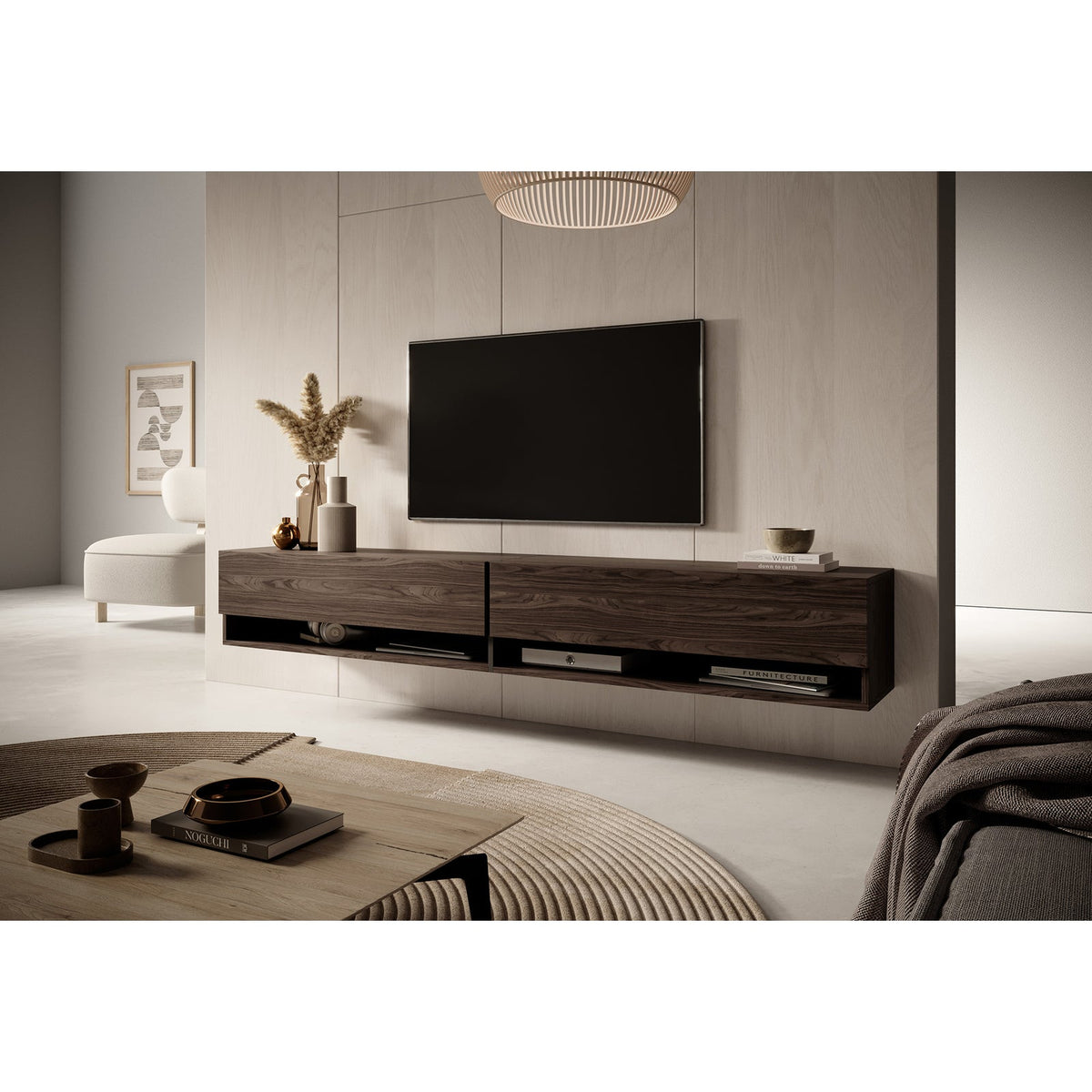 TV spintelė FIONNA, 200 cm, riešutmedis