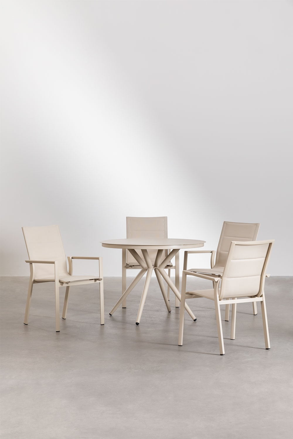 Outdoor dining set VALERIE, aluminum, 4 chairs, cream