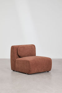 Modulinė sofa KOKETERA, rūdžių spalvos šenilas, 4 dalys su dešiniuoju gultu