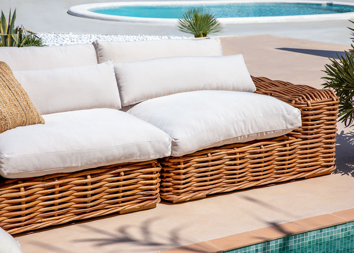 Corner module ROTINO, right, rattan