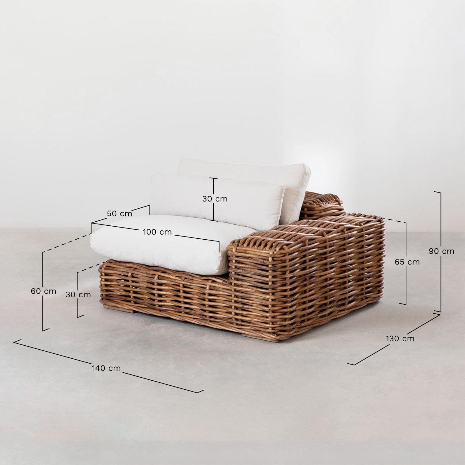 Corner module ROTINO, right, rattan