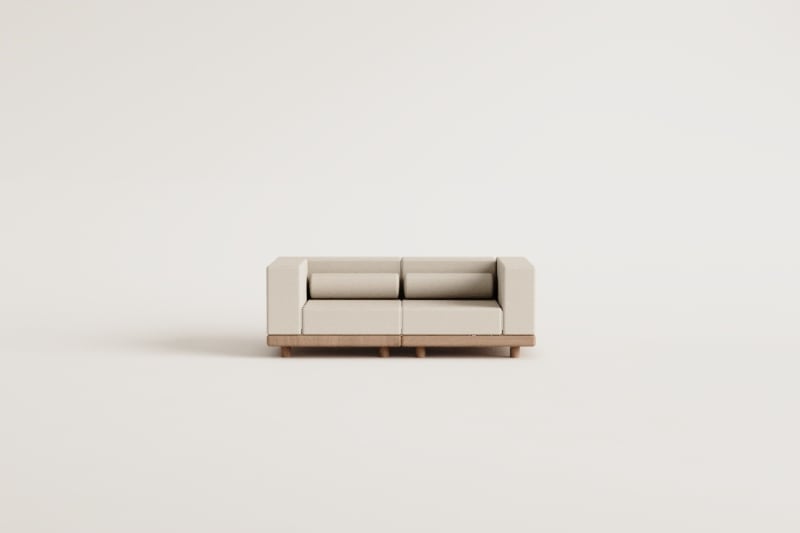 KORKO 2-Piece Modular Outdoor Sofa with Corners, Acacia