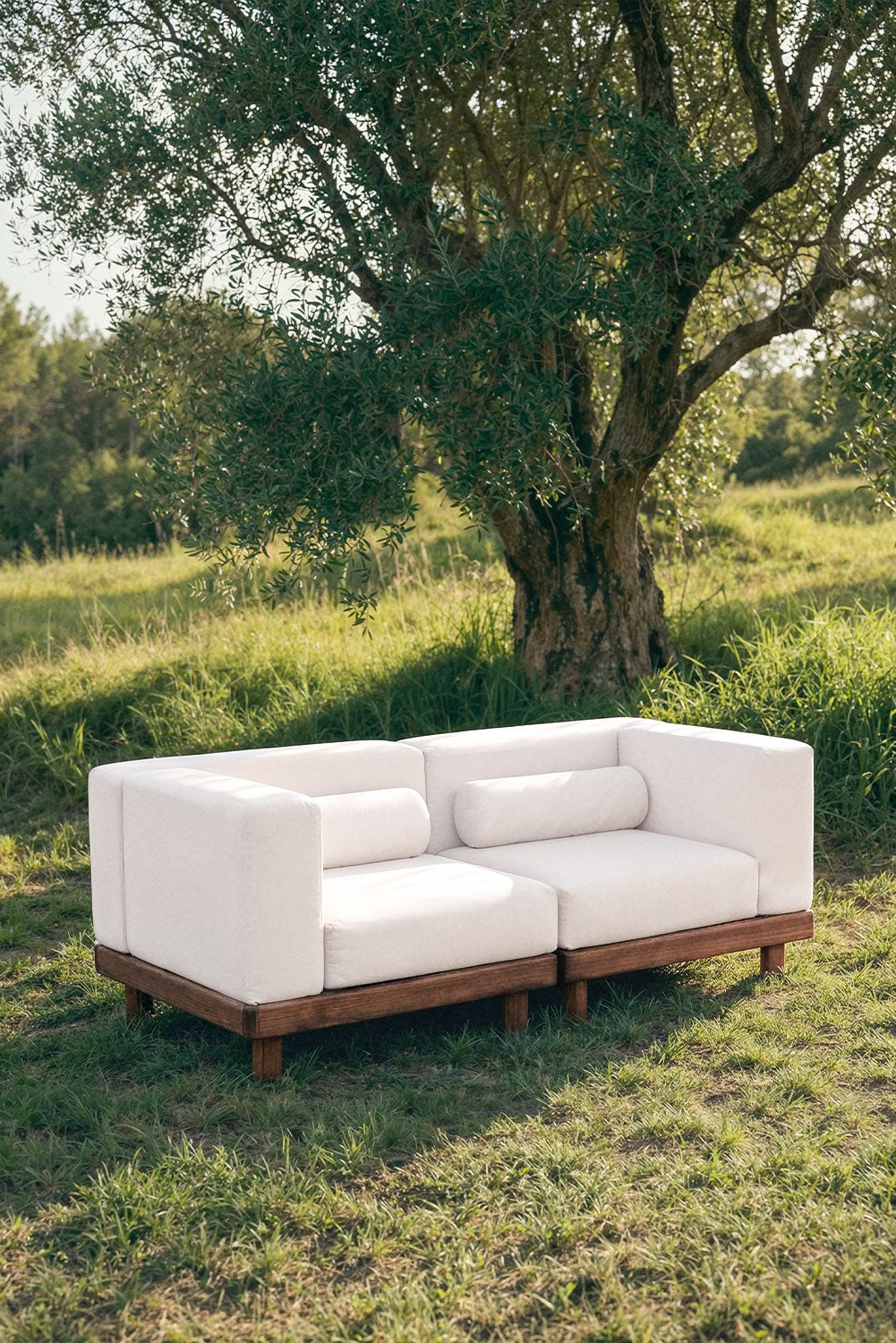 KORKO 2-Piece Modular Outdoor Sofa with Corners, Acacia