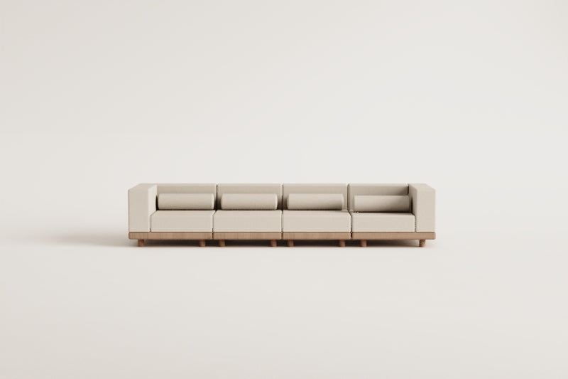 Modulinė 4 dalių lauko sofa KORKO su kampais, akacija