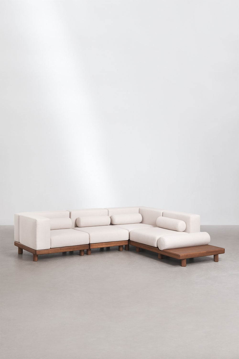 Modulinė 4 dalių lauko sofa KORKO su šoniniu staliuku, akacija