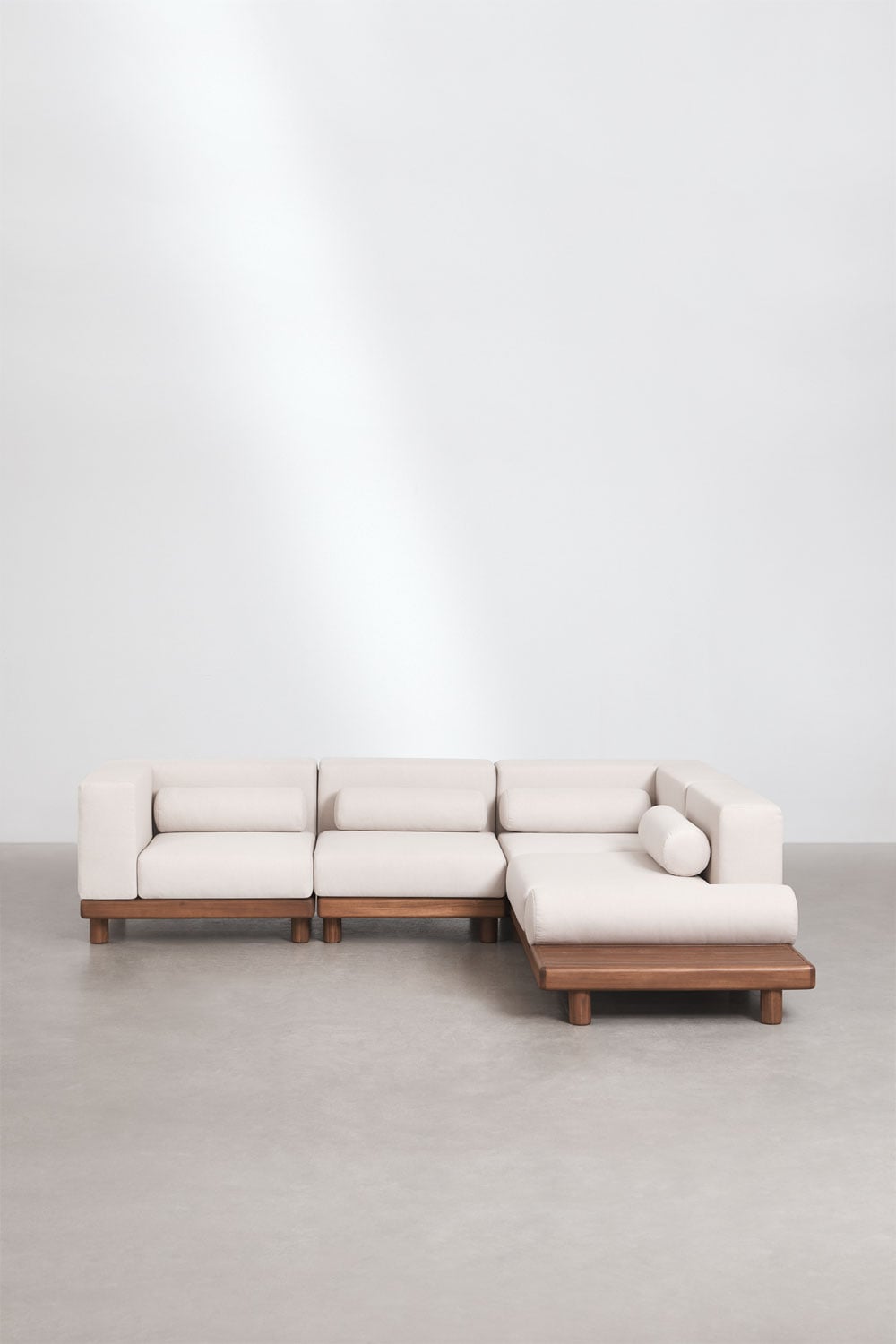 Modulinė 4 dalių lauko sofa KORKO su šoniniu staliuku, akacija