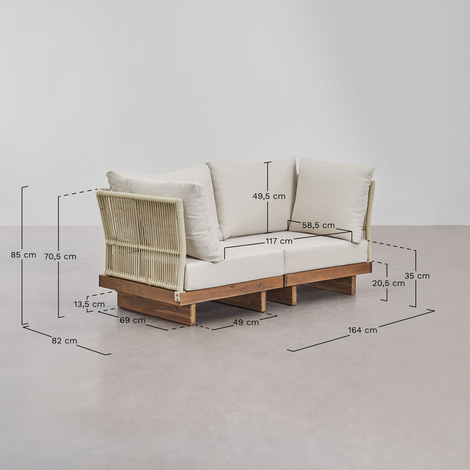 Modular outdoor sofa FORTO, 2-piece