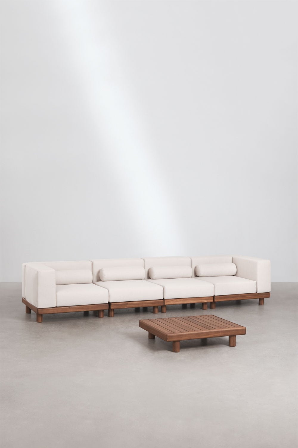 Modulinė lauko sofa KORKO, 4 dalys su staliuku, akacija