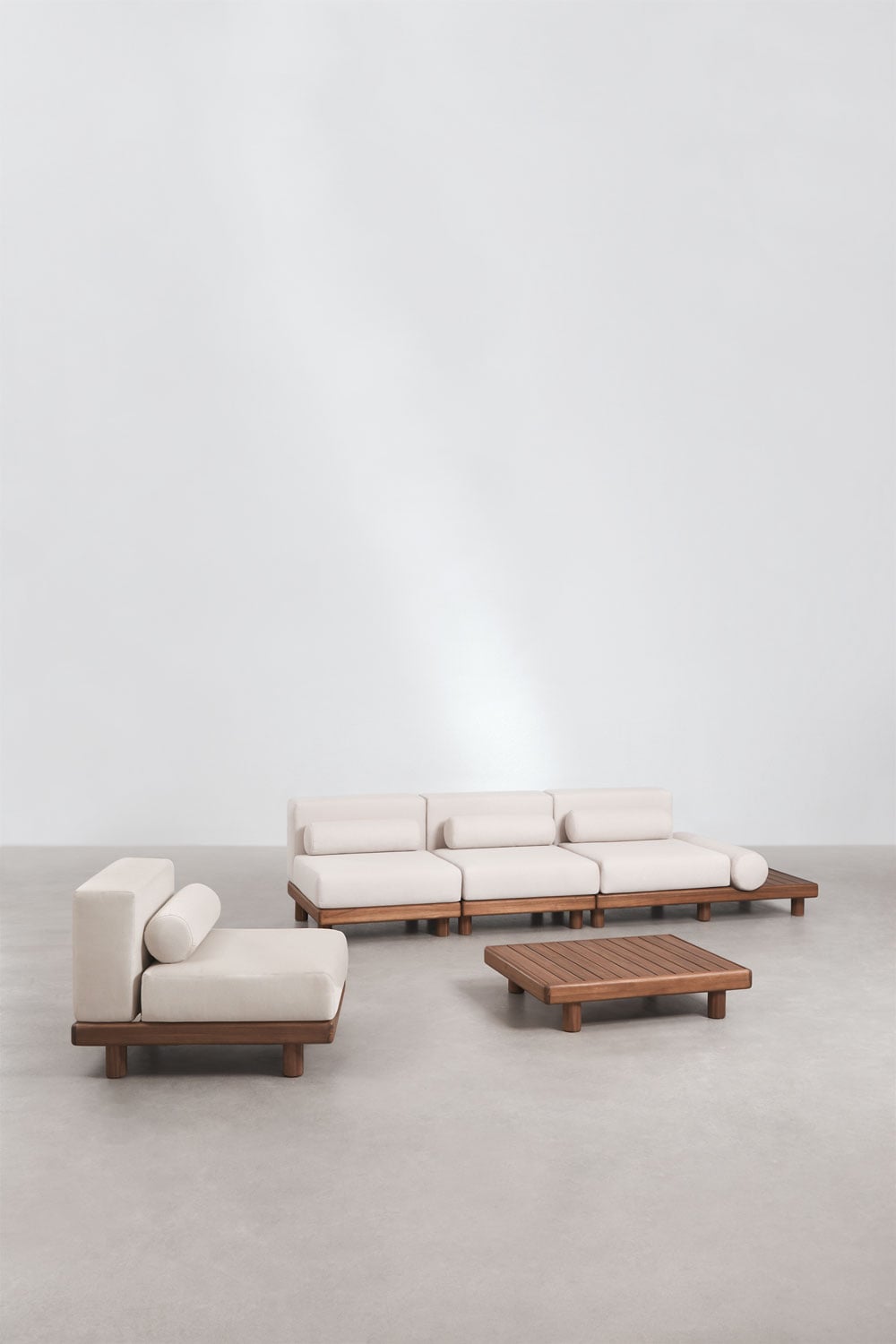 Modulinė lauko sofa KORKO, 5 dalys su staliukais, akacija