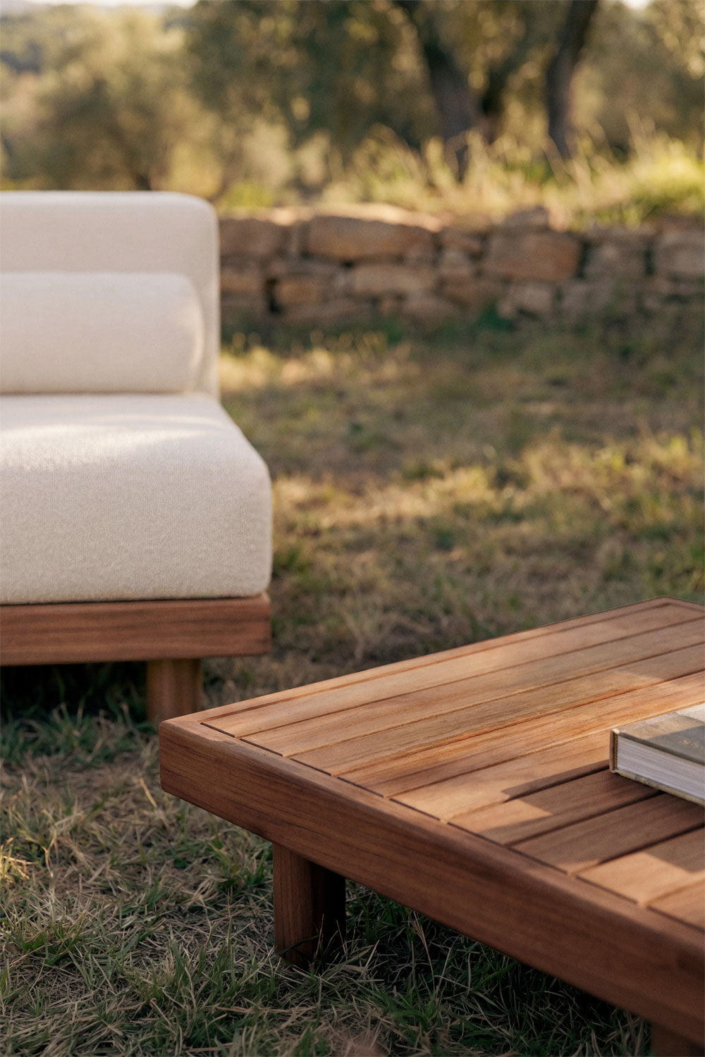 Modulinė lauko sofa KORKO su foteliu ir staliuku, akacija