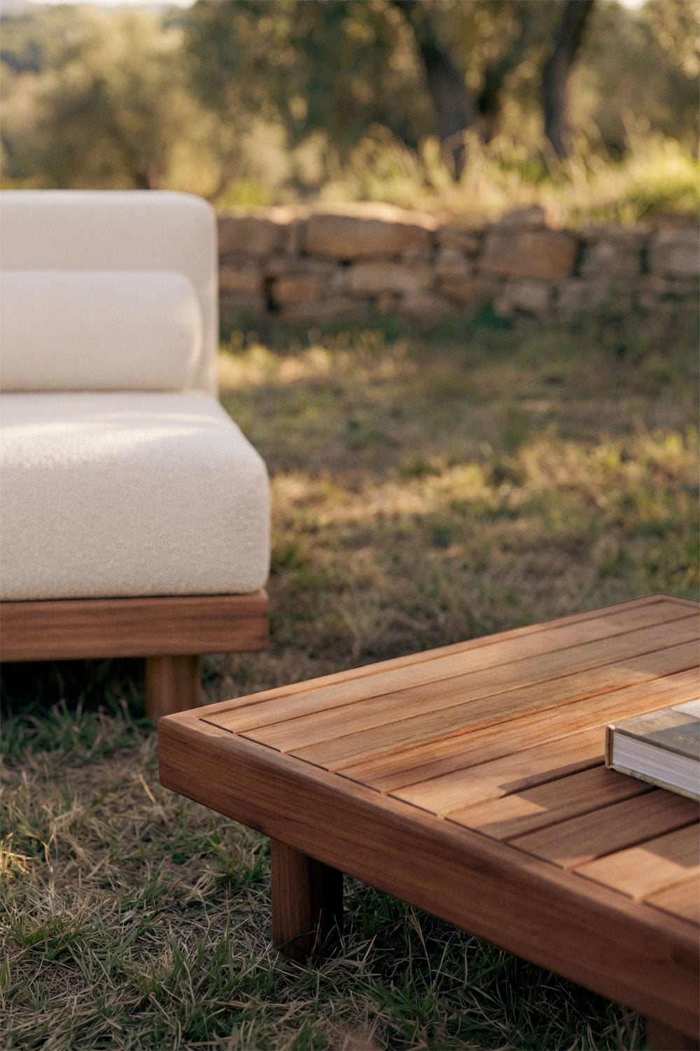 Modulinė lauko sofa KORKO su foteliu ir staliuku, akacija