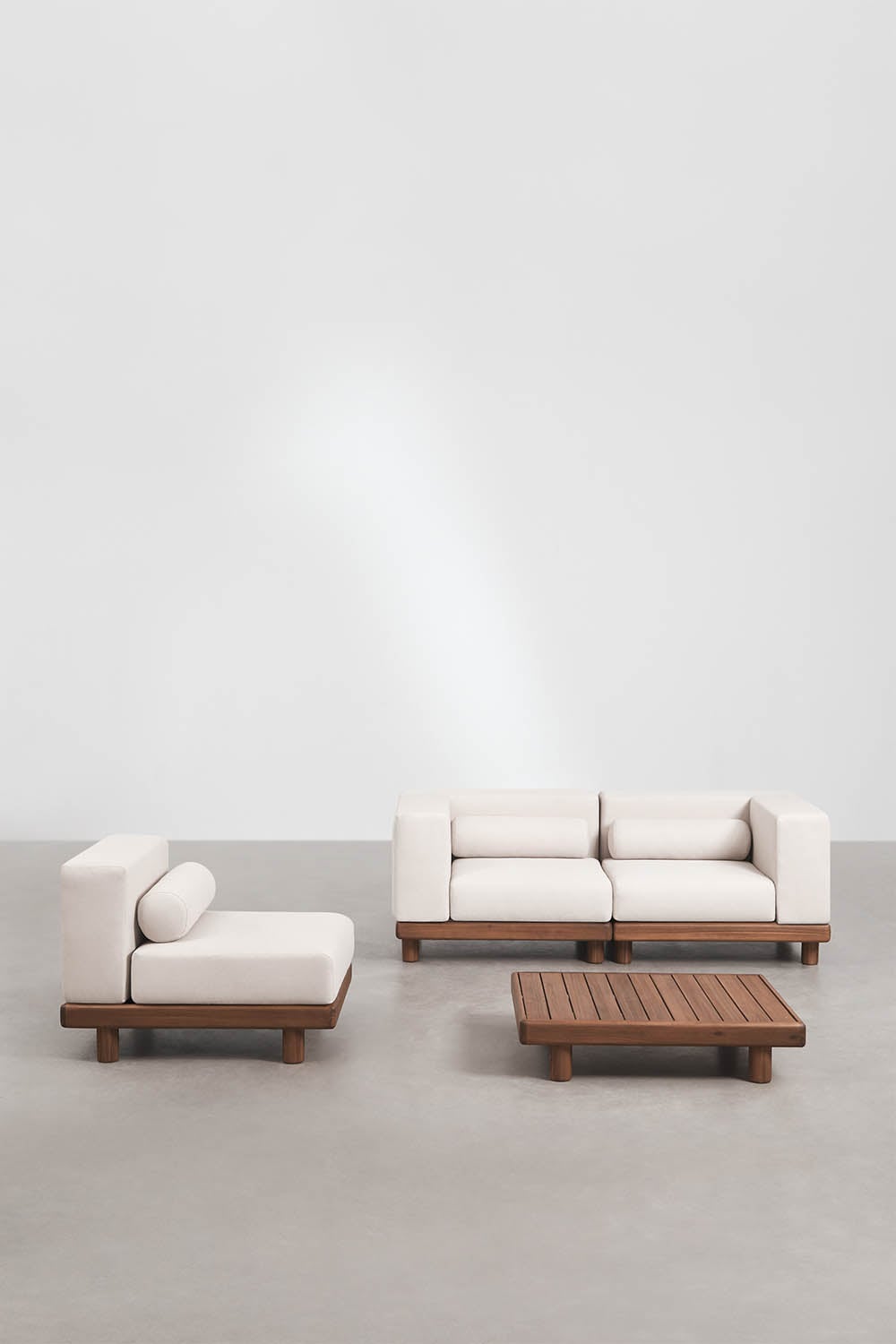 Modulinė lauko sofa KORKO su foteliu ir staliuku, akacija