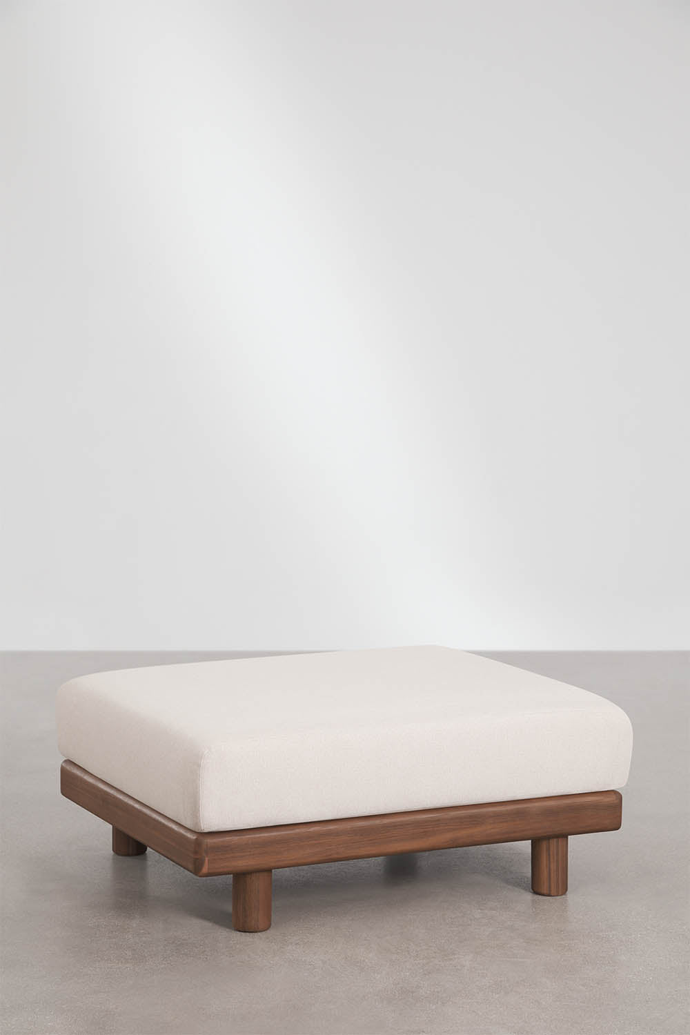 KORKO modular outdoor sofa with pouffe, acacia