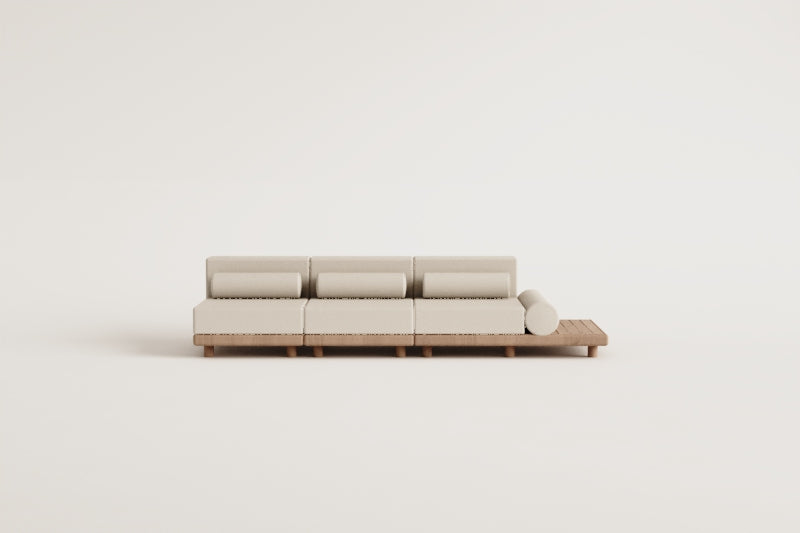 Modulinė lauko sofa KORKO su šoniniu staliuku, akacija