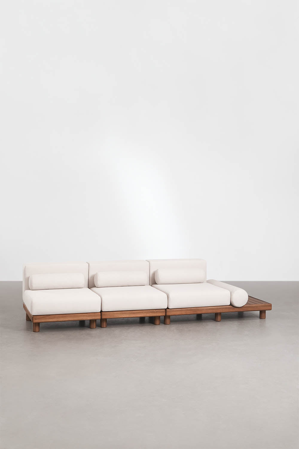 Modulinė lauko sofa KORKO su šoniniu staliuku, akacija