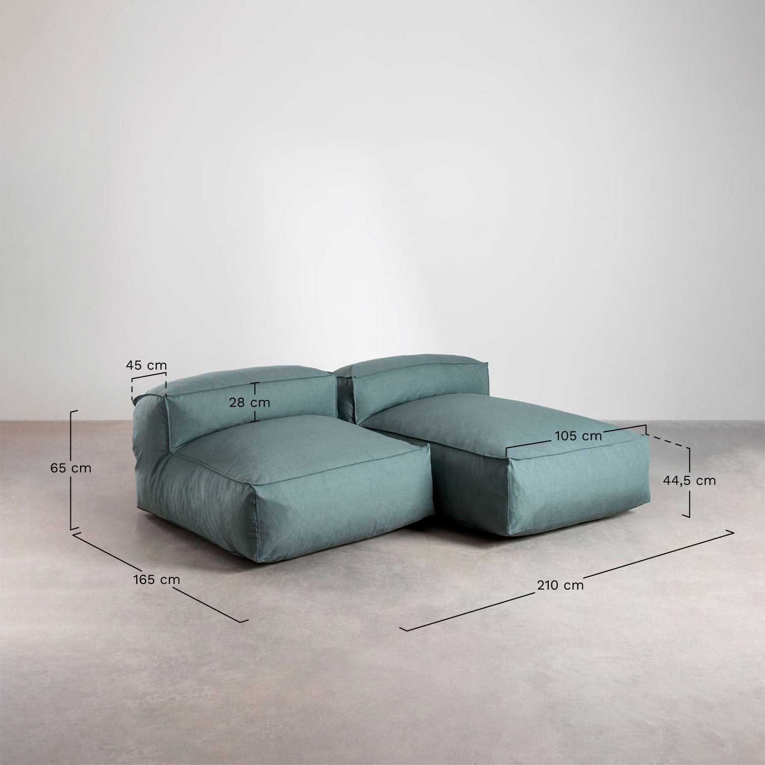 Modulinė lauko sofa VELVA, 2 dalys su šezlongu, kreminė