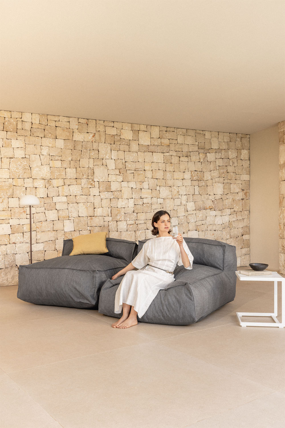 Modulinė lauko sofa VELVA, 2 vietos, granito pilka