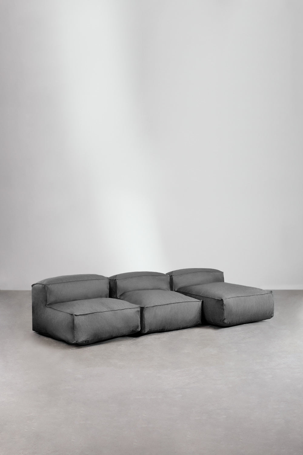 Modulinė lauko sofa VELVA, 3 dalys su šezlongu, granito pilka