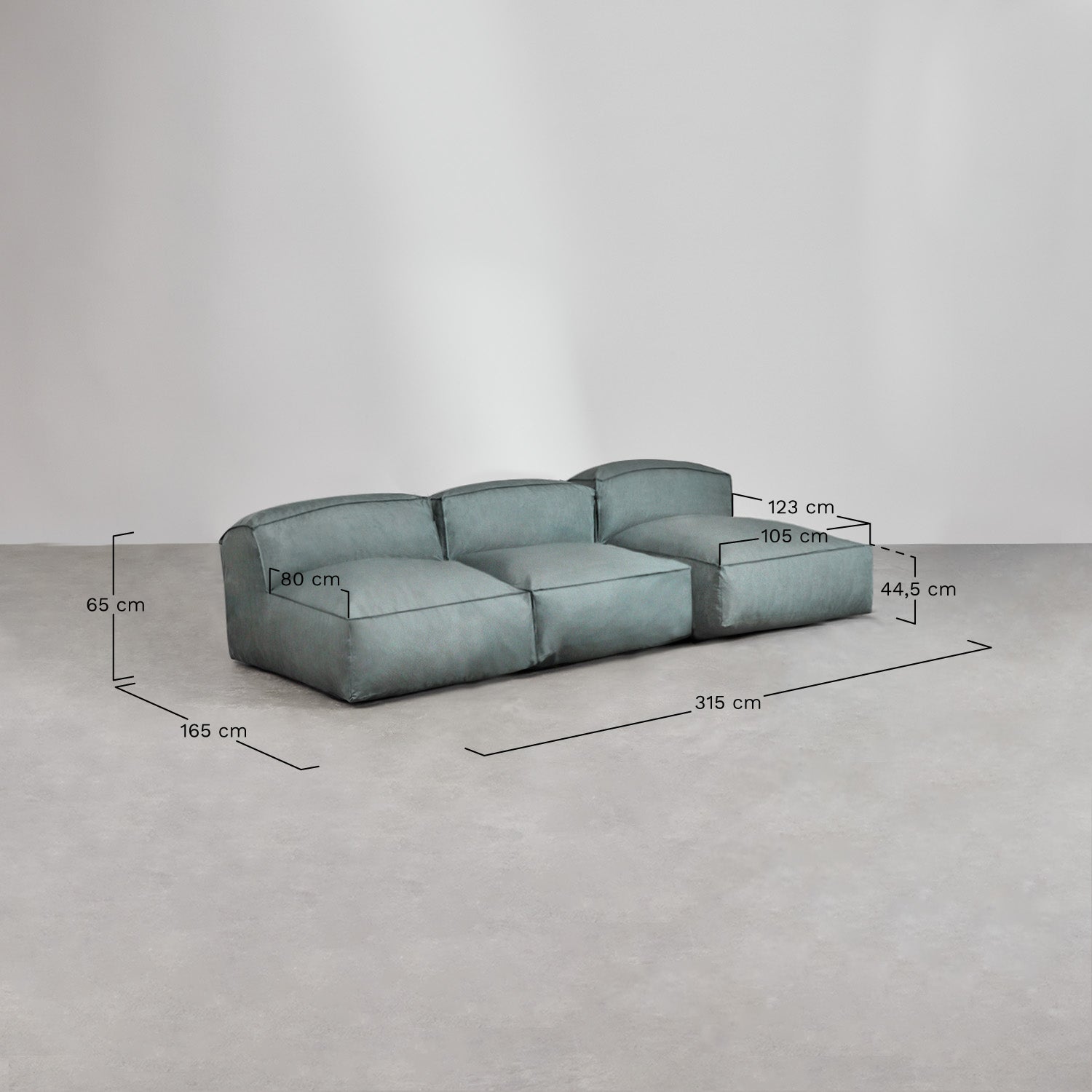 Modulinė lauko sofa VELVA, 3 dalys su šezlongu, kreminė