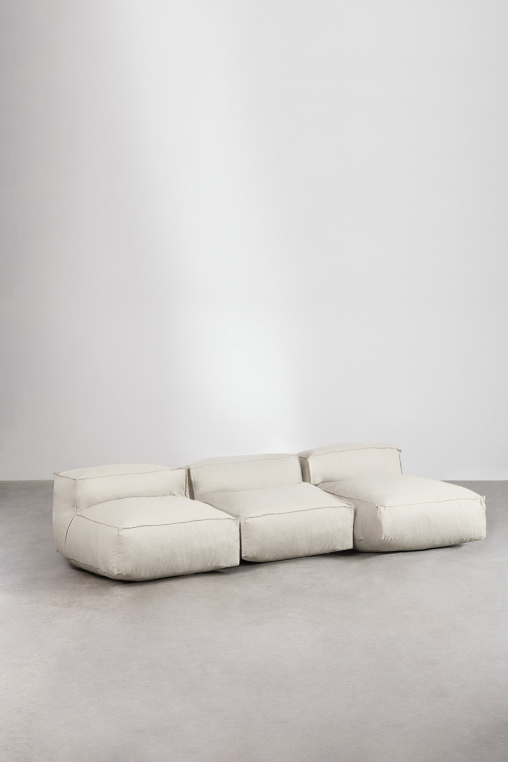 Modulinė lauko sofa VELVA, 3 dalys su šezlongu, kreminė