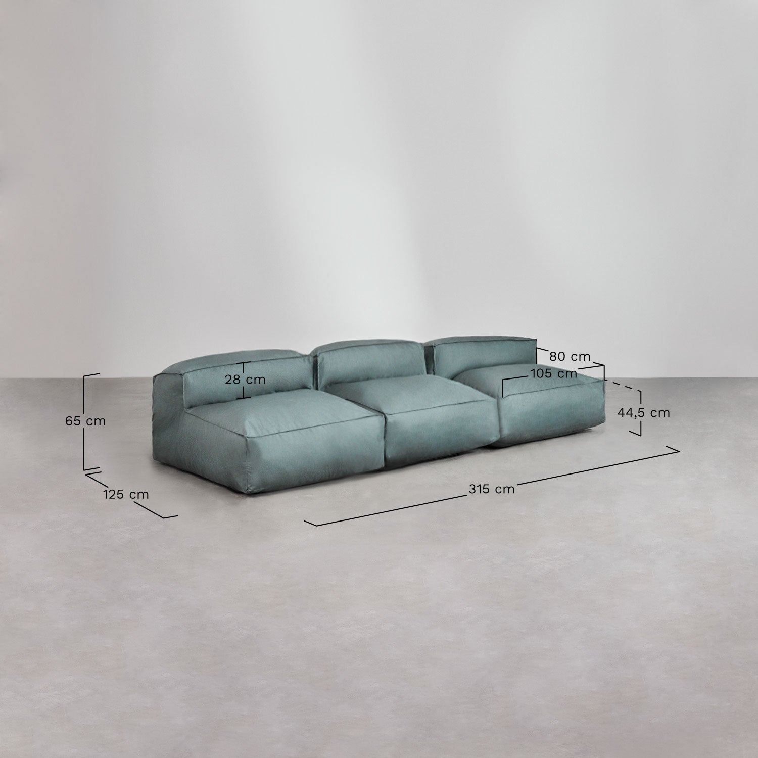 Modulinė lauko sofa VELVA, 3 vietos, granito pilka