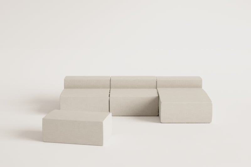 Modulinė lauko sofa VELVA su šezlongu ir pufu, granito pilka